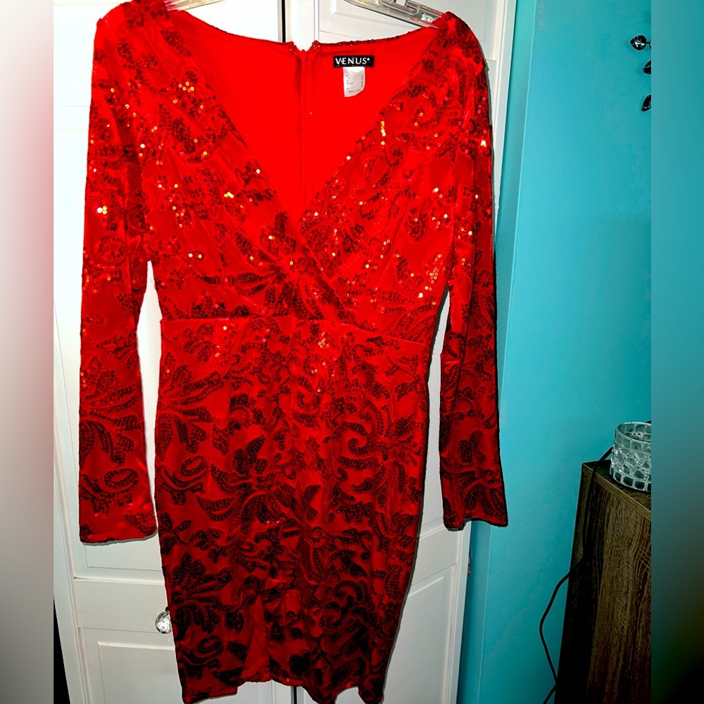 Red sparkle holiday dress